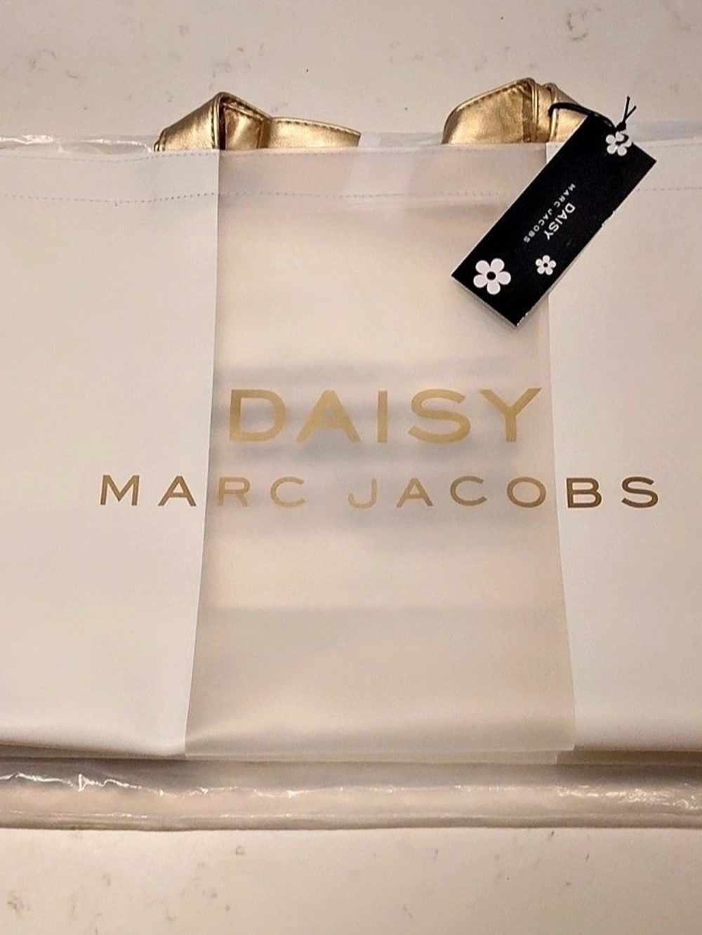 Marc Jacobs✨🤍💛🌼 GWP Daisy Fragrance Promotional Tote Bag White & Gold